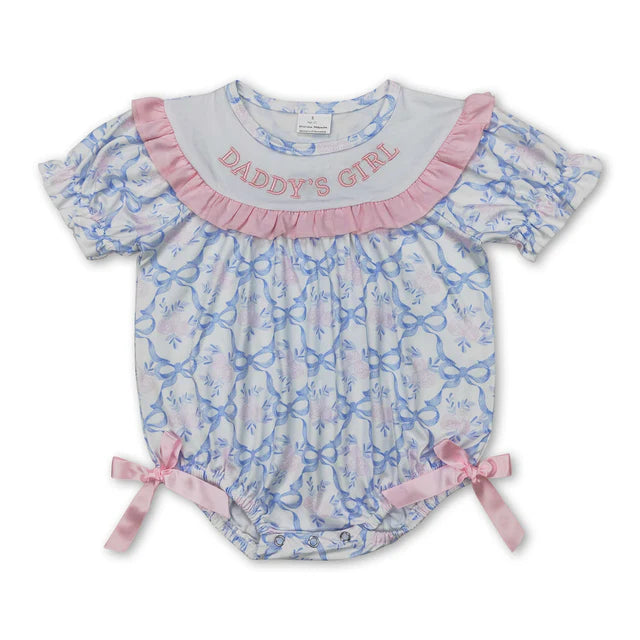 RTS Sibling Short sleeves daddy's girl floral bow kids girls dresses and romper