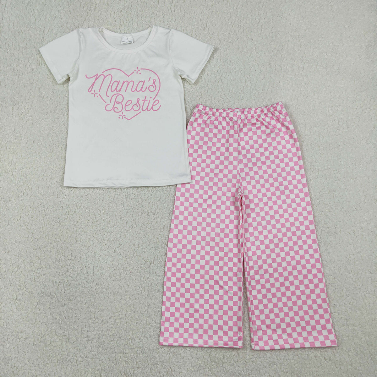 1.20 RTS NO MOQ （In stock）GT1565 Baby Girls Short Sleeve Mama's Bestie Hearts T-shirts Top