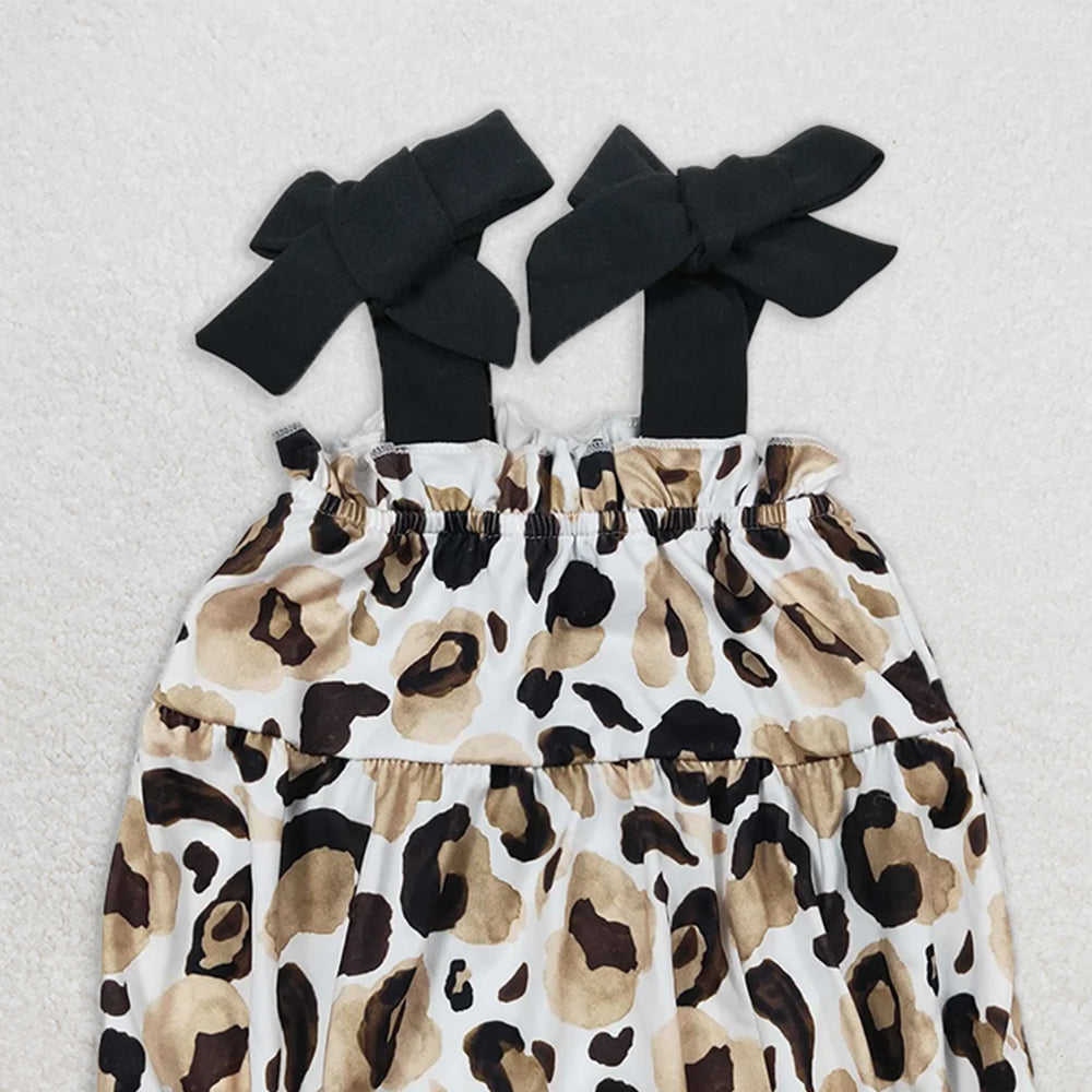 SR1198  RTS NO MOQ Baby Girls Summer Rompers Baby Infant Girls Leopard Gold Straps Rompers