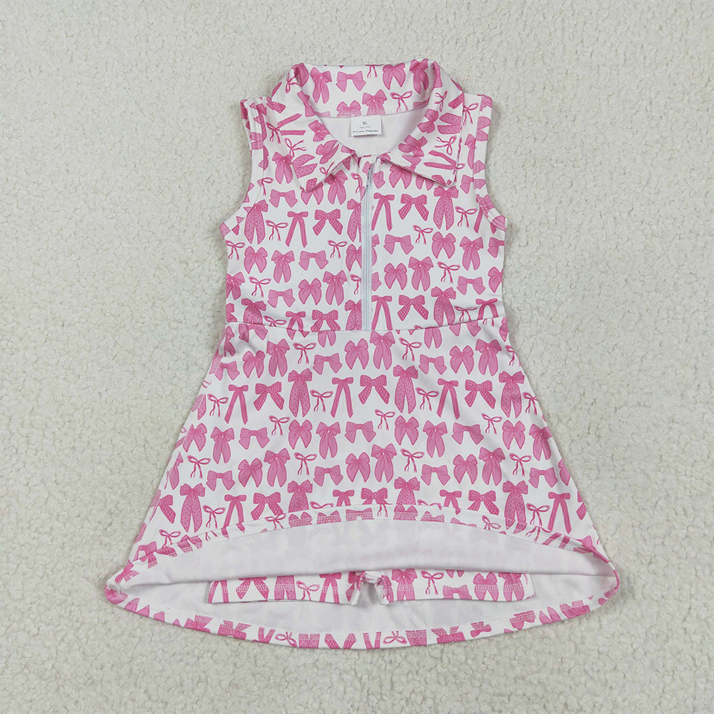 6.13  GSD2379 RTS NO MOQ Baby Girls Summer Yoga Dress  baby girl clothes yoga bow sleeveless dress