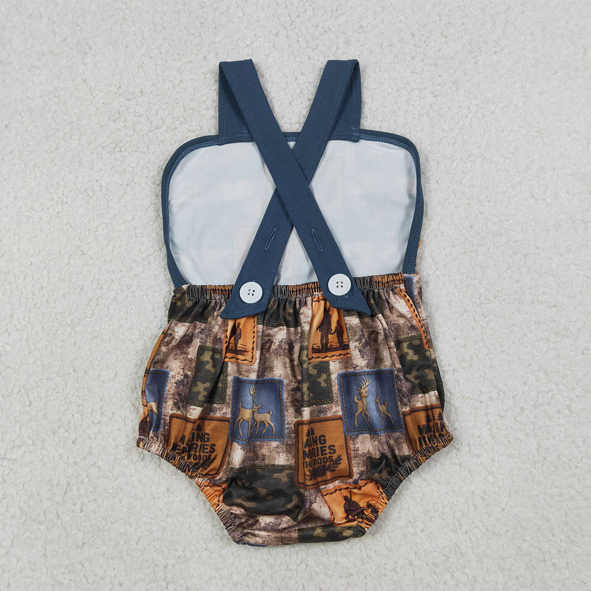 3.24 RTS NO MOQ （In stock）SR3925 Children's Fashion Romper Baby Boys Strap Colorful Deer Camo Checked Hunting Rompers