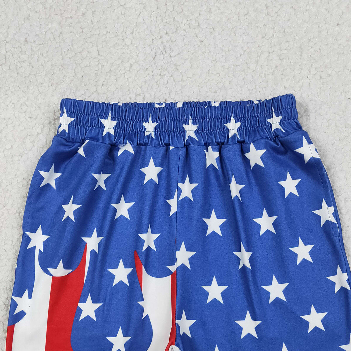 4.13 SS0861  RTS NO MOQ （In stock）Short sleeves stars stripe kids boys 4th of july swim trunks