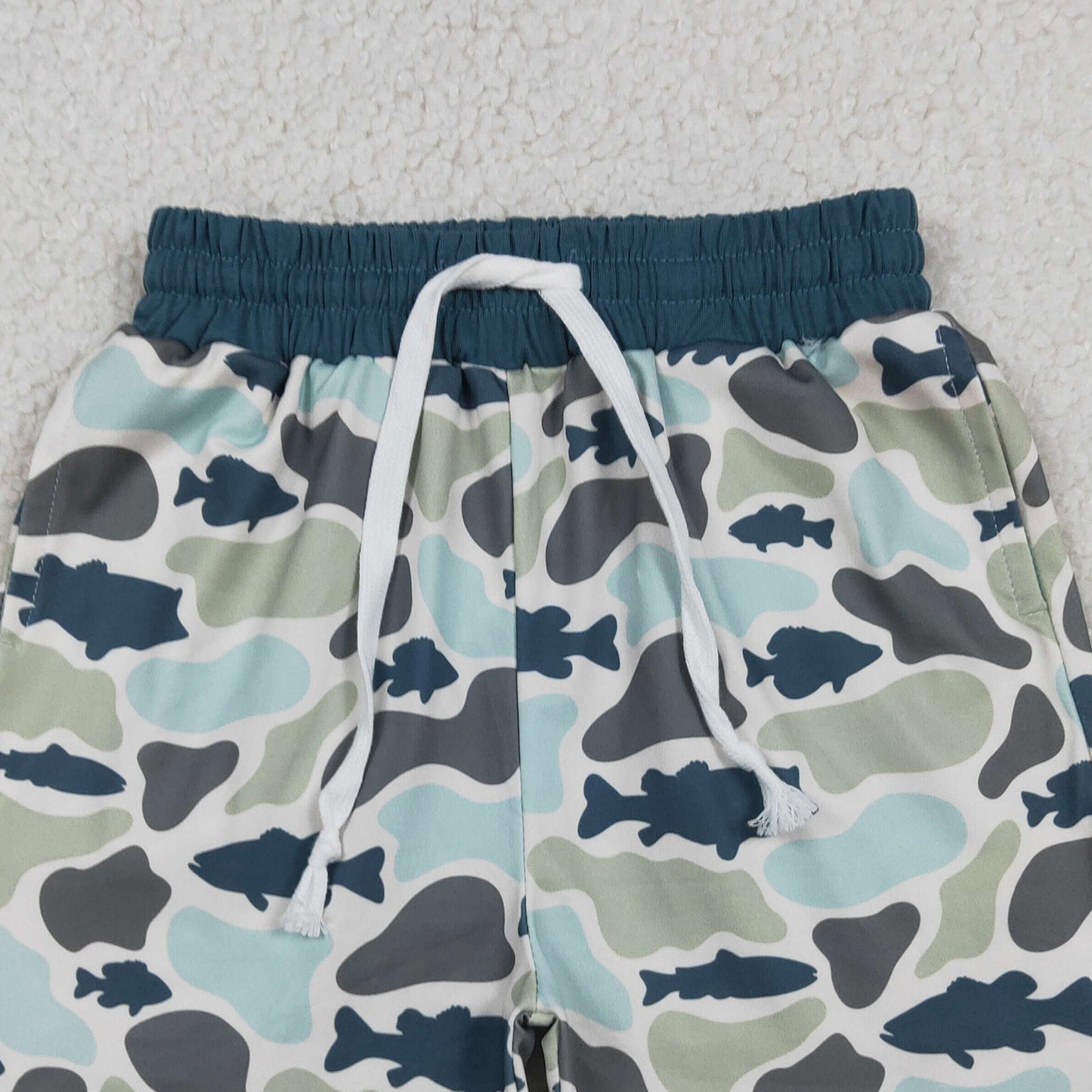 SS0893  RTS NO MOQ （In stock ）Fish camo pockets kids boys summer shorts