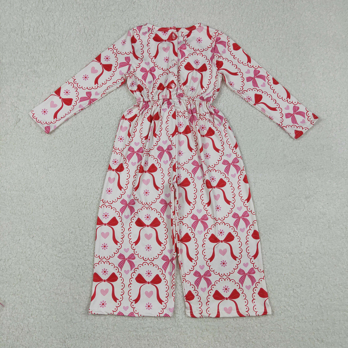 12.9 RTS NO MOQ （In stock）LR2713 Baby Girls Heart Bows Checked Pants Valentines Jumpsuits
