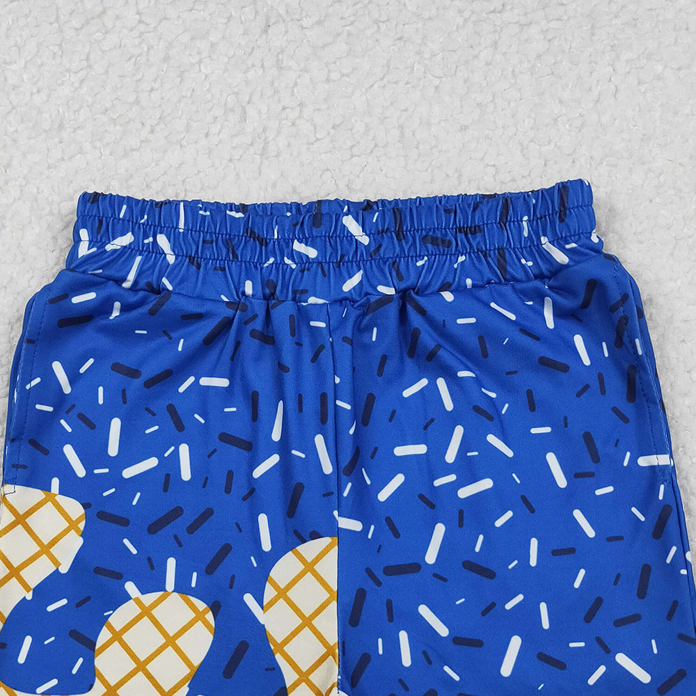 RTS NO MOQ （In stock）SS0640 Baby Boys Summer Shorts Royal Blue Drip Sprinkle Team Shorts Bottom