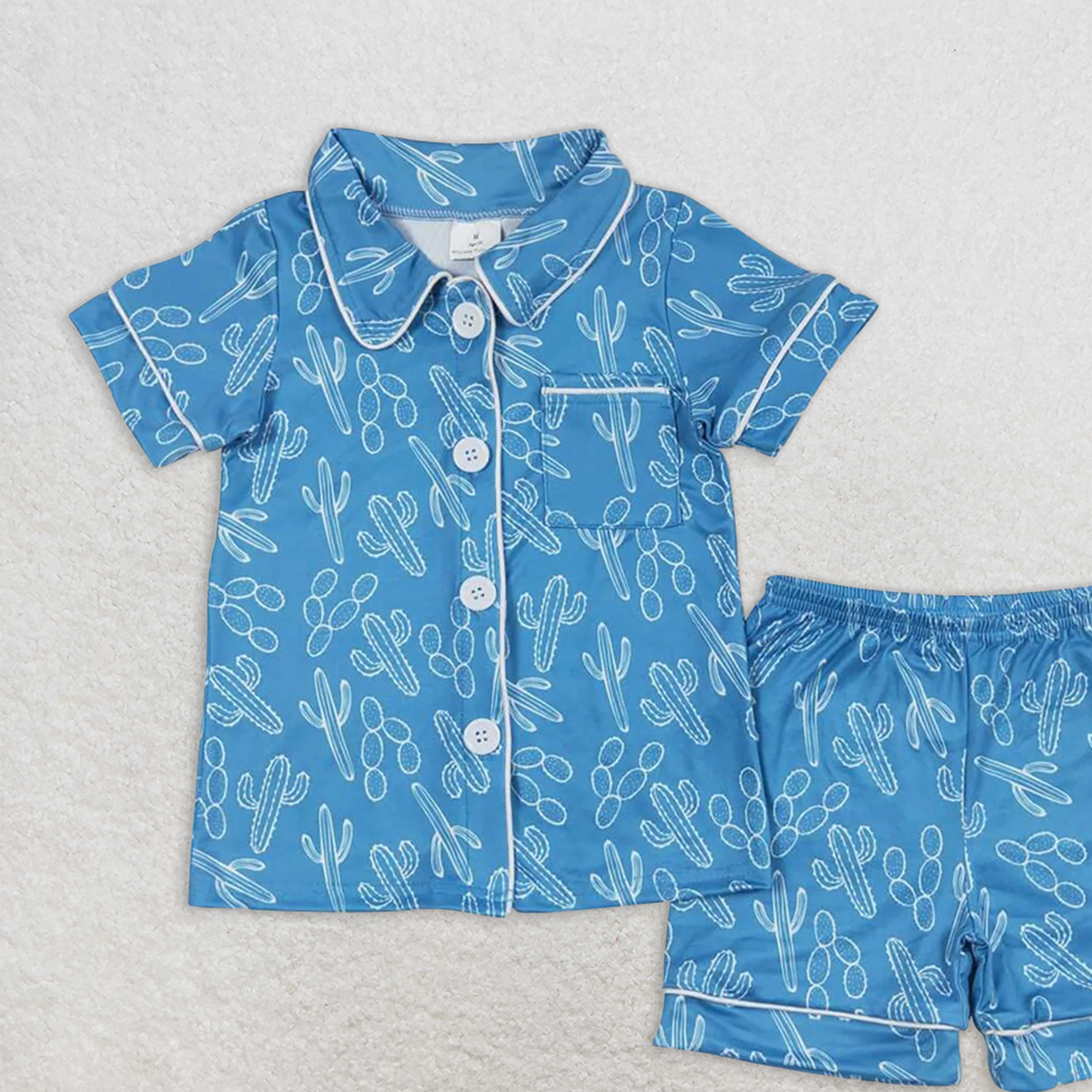 6.21 GSSO0842 RTS NO MOQ Baby Girls Summer Pajamas Outfits Baby Girls Western Cactus Buttons Shirt Shorts Pajamas Clothes Sets