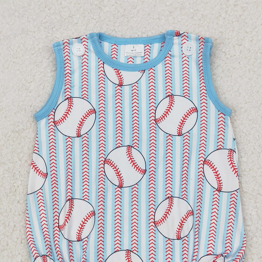 4.14 SR2743 RTS NO MOQ Baby Boys Summer Rompers  Sleeveless baseball baby boys summer romper