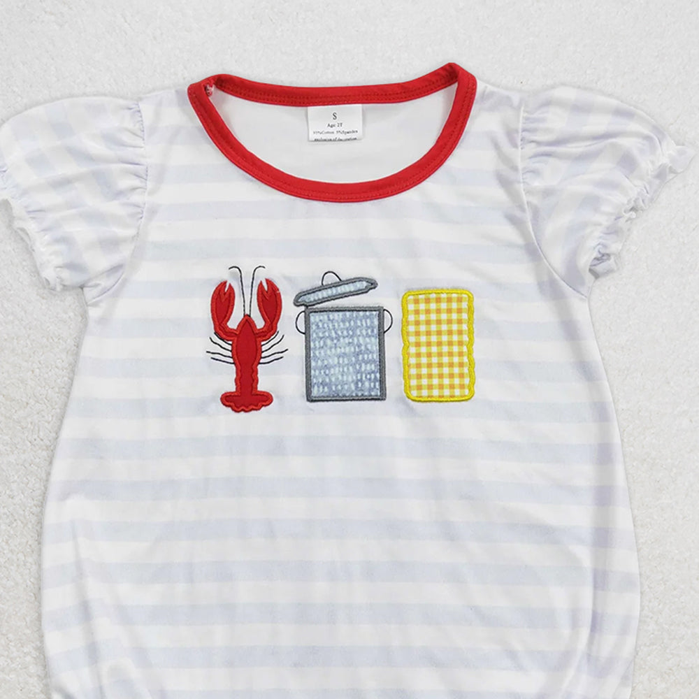 SR0743  RTS NO MOQ Baby Girls Summer Rompers Baby Girls Crawfish Boiled Spring Sibling Rompers Clothes Sets