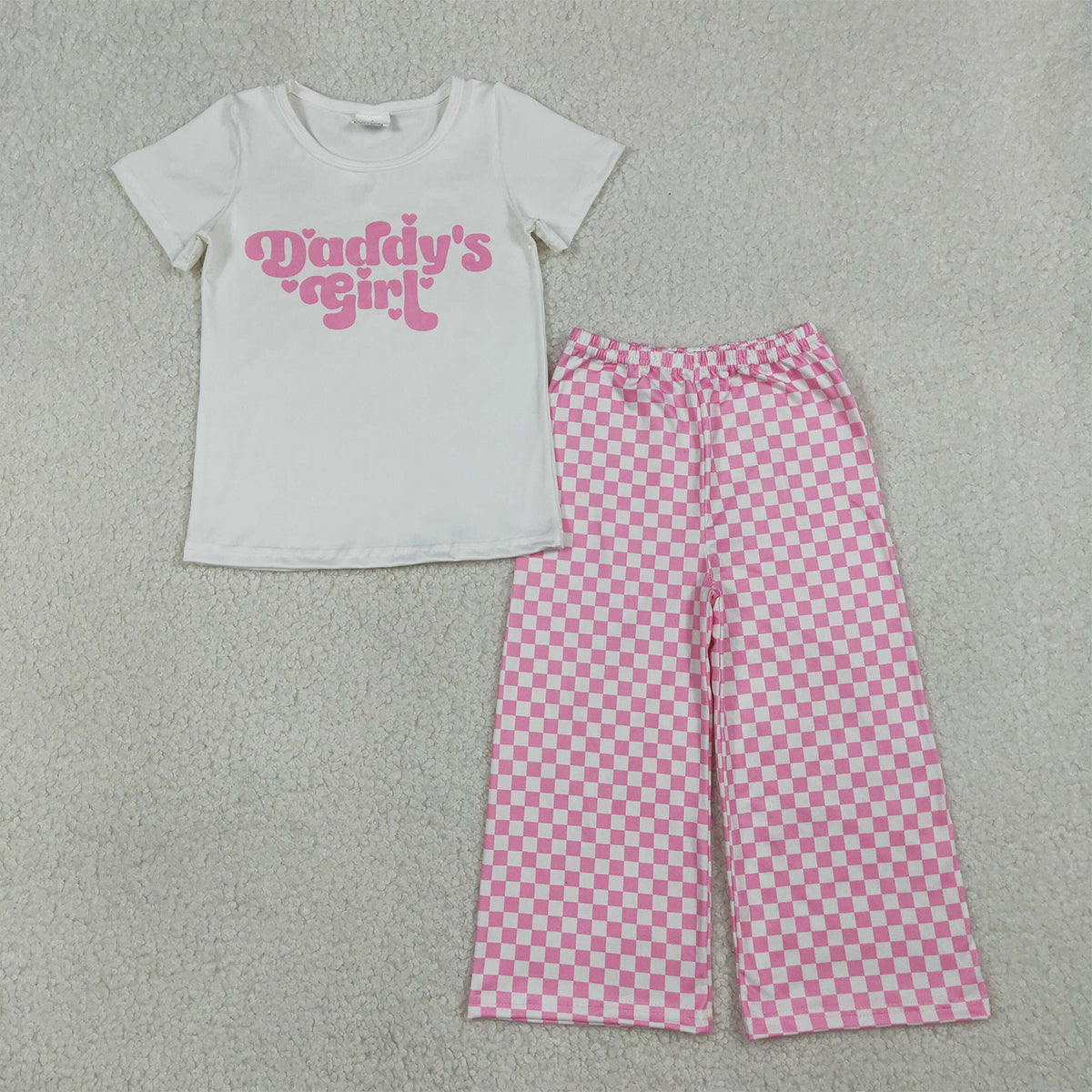 1.14 RTS NO MOQ （In stock）GT1566 Baby Girls Short Sleeve Daddy's Girl Hearts T-shirts Top