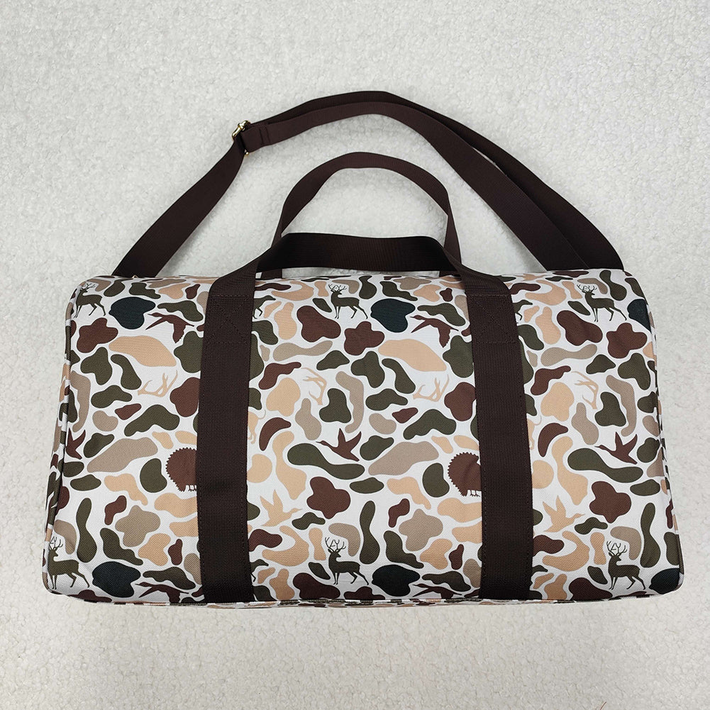 BA0287Brown Duck Dog Deer Turkey Camouflage Hunting Duffel Bag Outdoor Travel Sports Equipment Storage Bag
