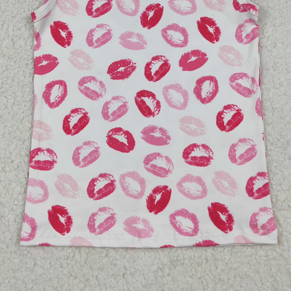 12.23 RTS NO MOQ （In stock）GT1419 Baby Girls Sleeveless Pink Mouths Valentines Vest Tops