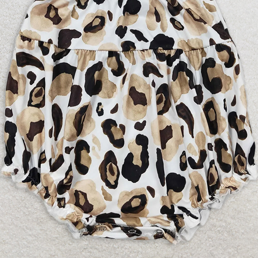 SR1198  RTS NO MOQ Baby Girls Summer Rompers Baby Infant Girls Leopard Gold Straps Rompers