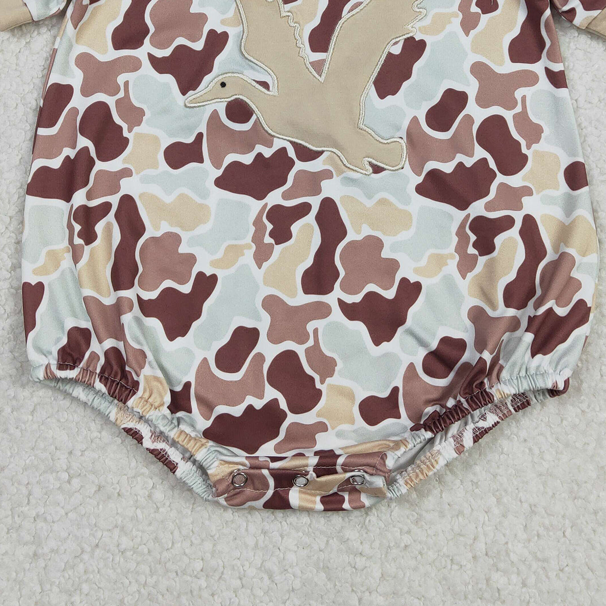 1.6 RTS NO MOQ （In stock）SR3572 Baby Boys Rompers Embroidery Ducks Baby Boys Southern Khaki Camo Hunting Rompers