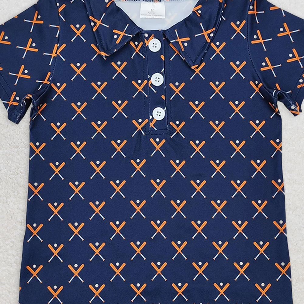 BT1120RTS NO MOQ Baby Boys Summer Tops Blue Short Sleeve Baseball Polo Shirt for Kids Boys Ages 7-14 Comfortable Breathable Fashionable Clothing