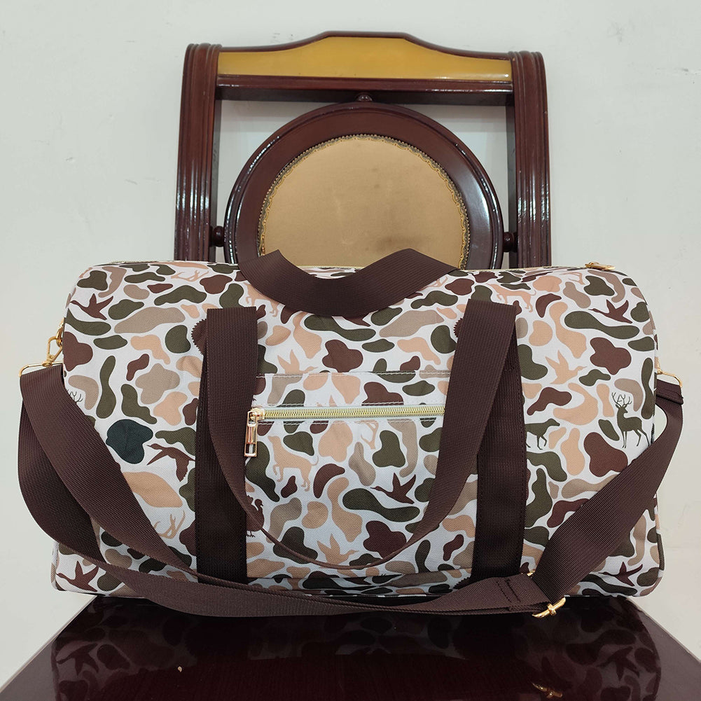 BA0287Brown Duck Dog Deer Turkey Camouflage Hunting Duffel Bag Outdoor Travel Sports Equipment Storage Bag
