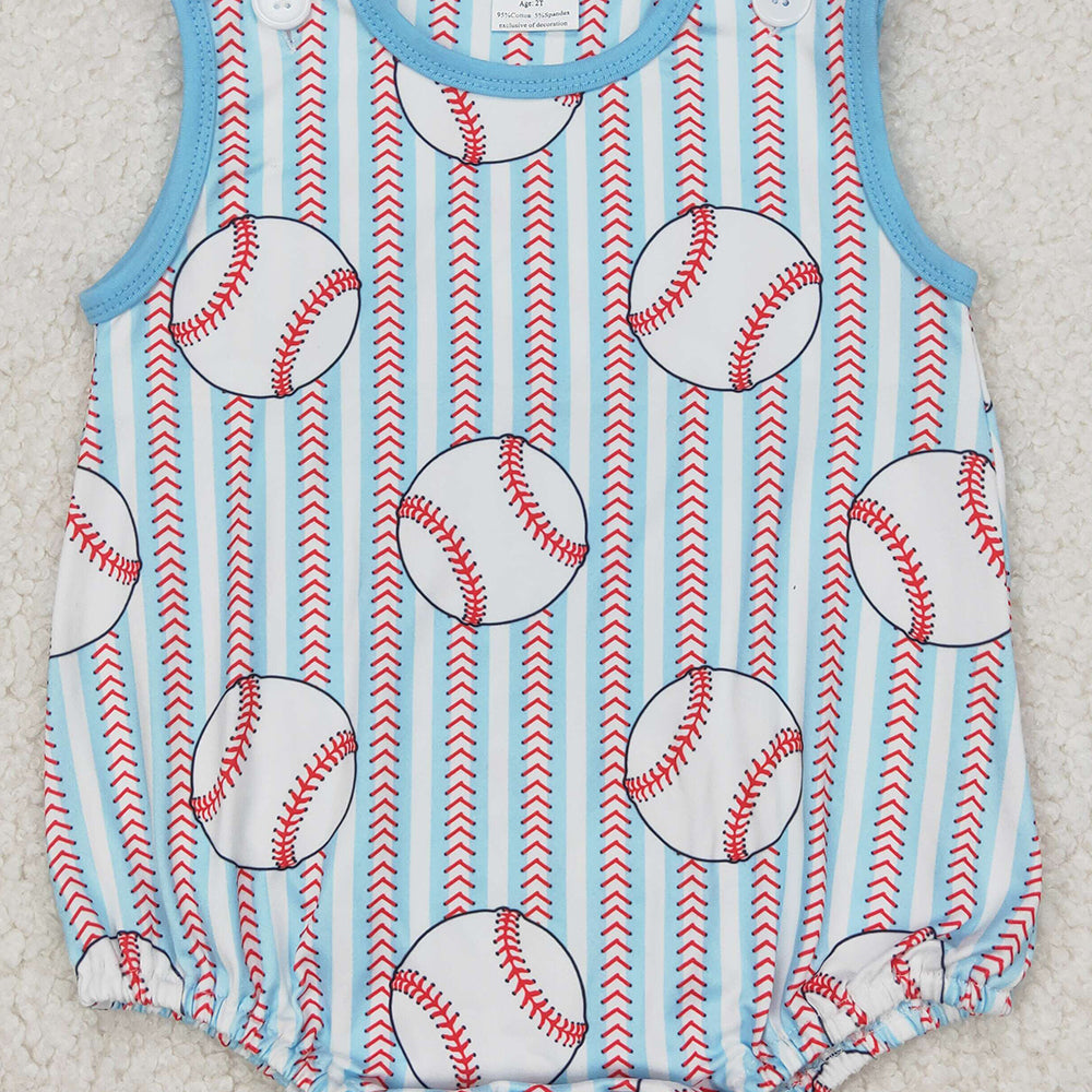 4.14 SR2743 RTS NO MOQ Baby Boys Summer Rompers  Sleeveless baseball baby boys summer romper