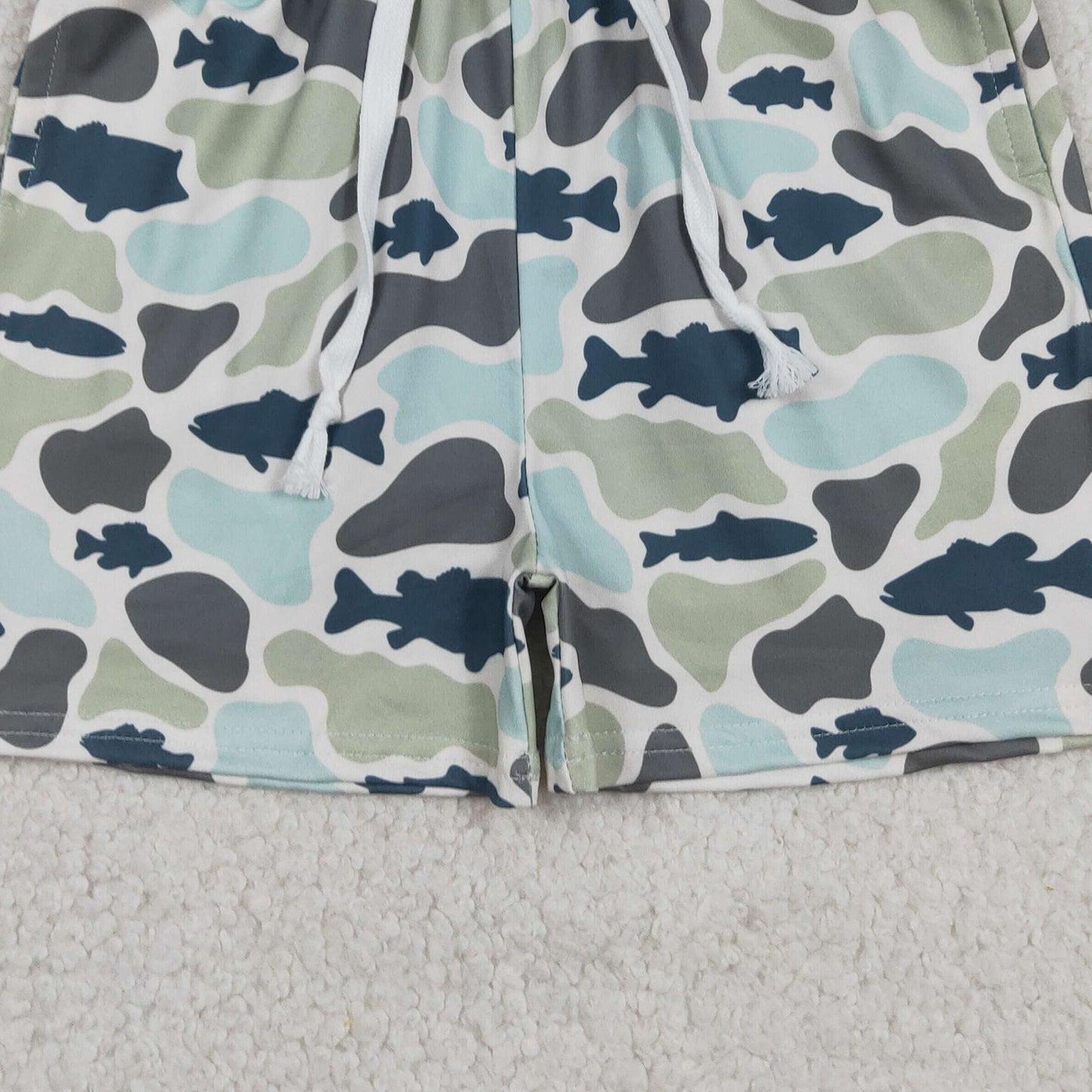 SS0893  RTS NO MOQ （In stock ）Fish camo pockets kids boys summer shorts