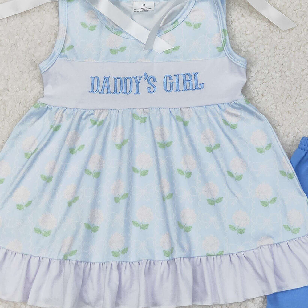 4.17 GSSO2152 RTS NO MOQ Sleeveless daddy's girl floral tunic shorts kids outfits