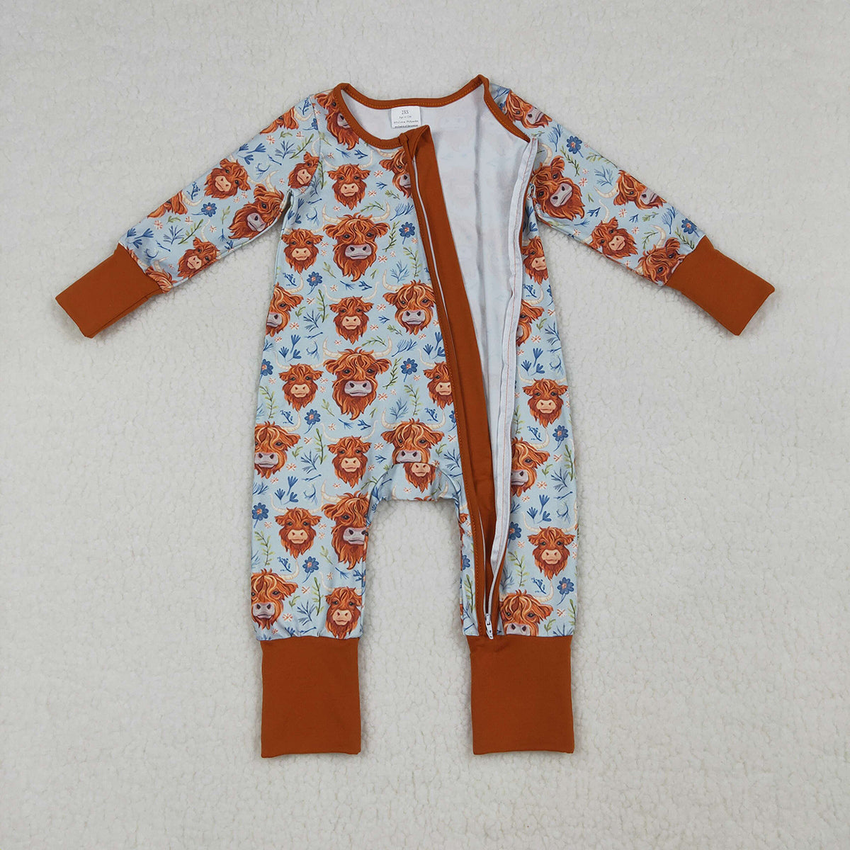 4.8 LR1787 RTS NO MOQ （In stock)  floral western baby girls zipper romper