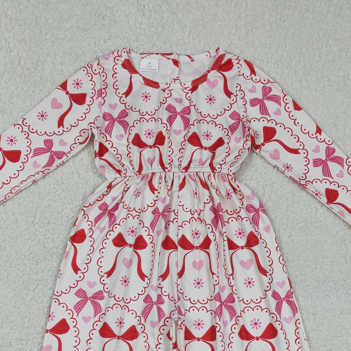 12.9 RTS NO MOQ （In stock）LR2713 Baby Girls Heart Bows Checked Pants Valentines Jumpsuits
