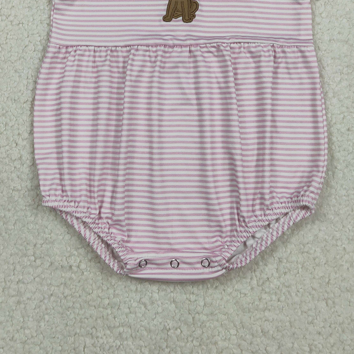 1.23 RTS NO MOQ （In stock）SR3476 Embroidery Bow Dogs Baby Girls Pink Stripe Collar Ruffle Rompers
