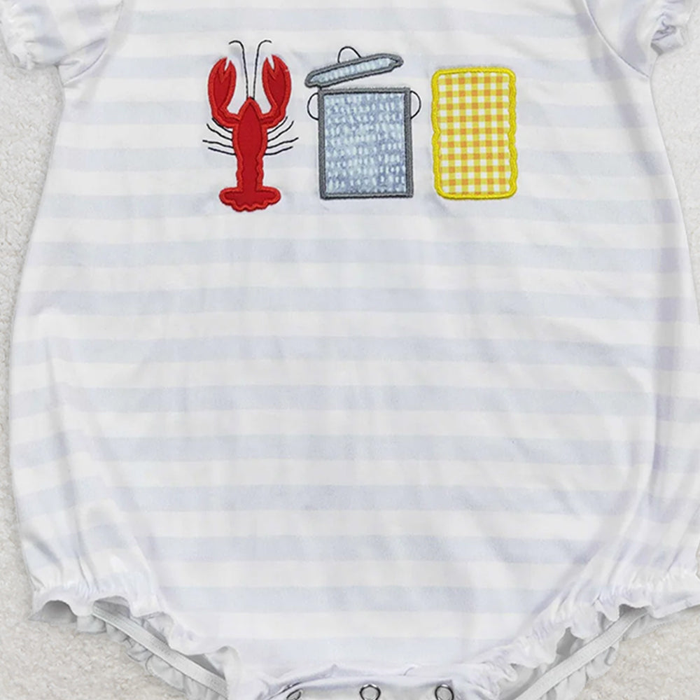 SR0743  RTS NO MOQ Baby Girls Summer Rompers Baby Girls Crawfish Boiled Spring Sibling Rompers Clothes Sets