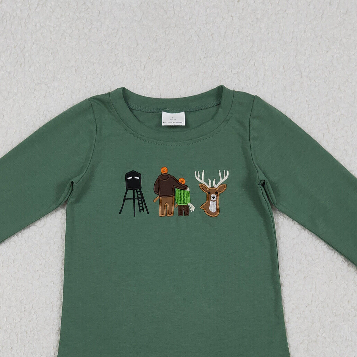 12.11 RTS NO MOQ （In stock）BT1438 Embroidery Deer Baby Boys Hunting T-shirts Top