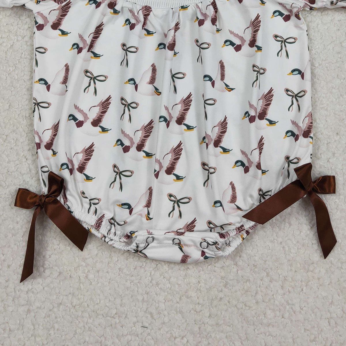 12.16 RTS NO MOQ （In stock）SR3346 Baby Girls Summer Rompers Smocked Daddy's Girl Baby Girls Bows Ducks Hunting Ruffle Rompers