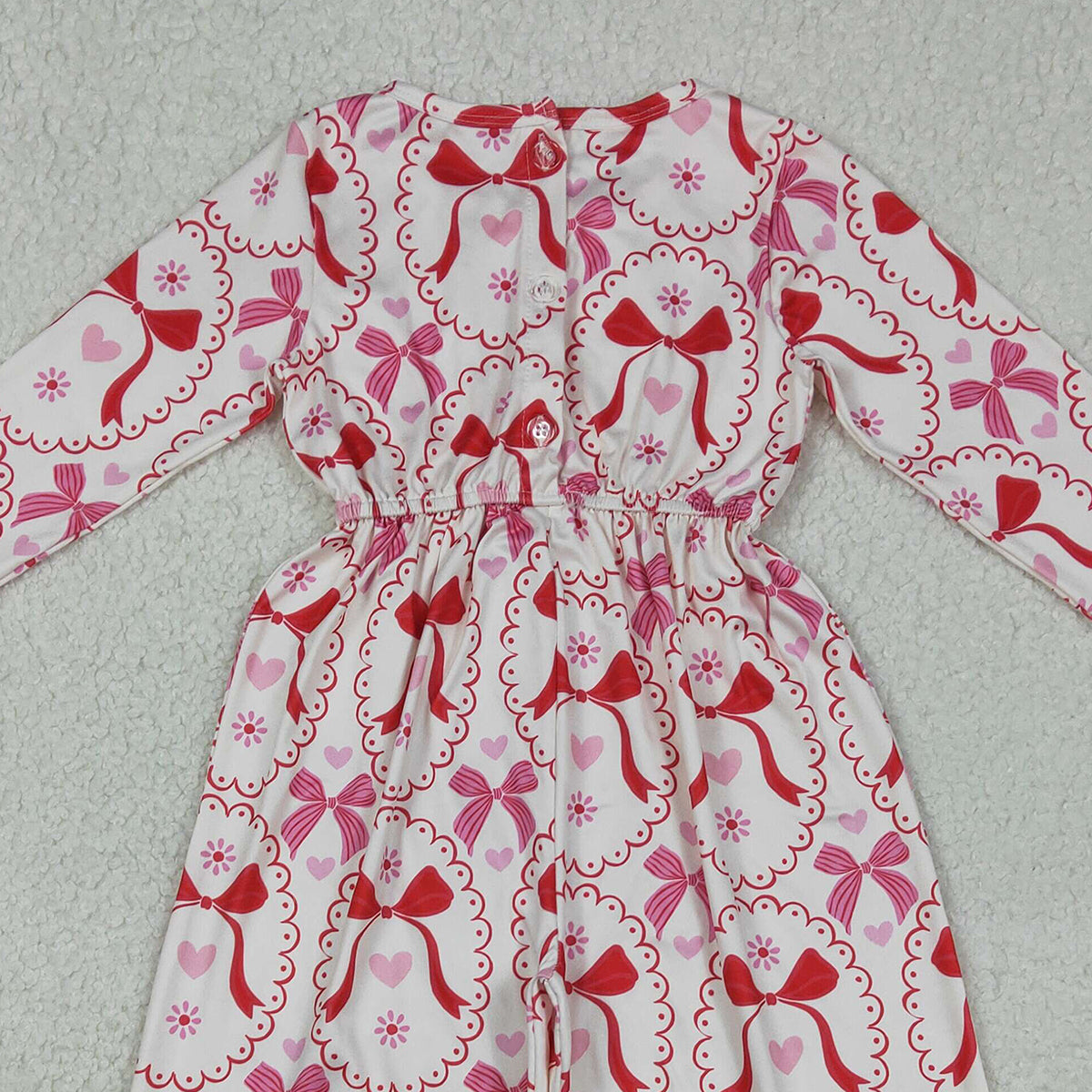 12.9 RTS NO MOQ （In stock）LR2713 Baby Girls Heart Bows Checked Pants Valentines Jumpsuits