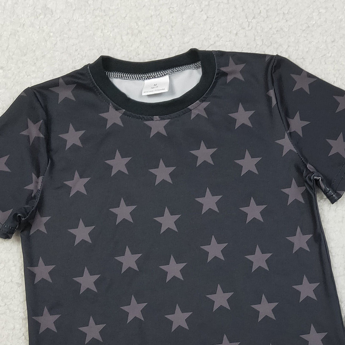 2.3 RTS NO MOQ （In stock）GSSO2913 Baby Girls Short Sleeve Stars Top Checked Shorts 4th of July Clothes Sets