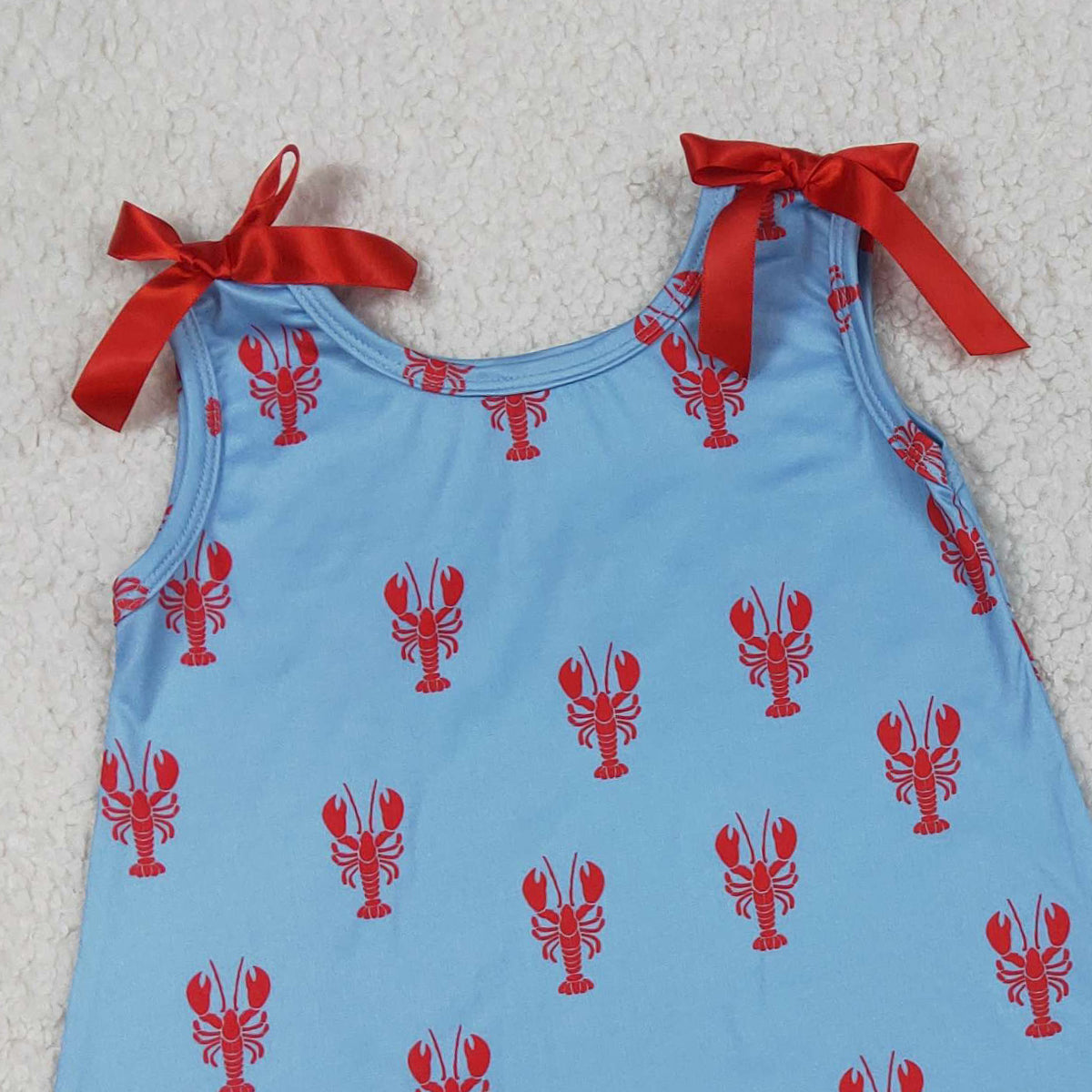 3.27 GSSO3050 RTS NO MOQ （In stock ）Baby Girls Sleeveless Crayfishes Scallop Tunic Ruffle Shorts Clothes Sets