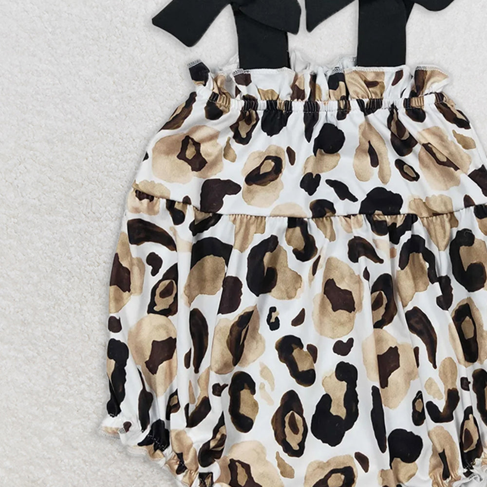 SR1198  RTS NO MOQ Baby Girls Summer Rompers Baby Infant Girls Leopard Gold Straps Rompers