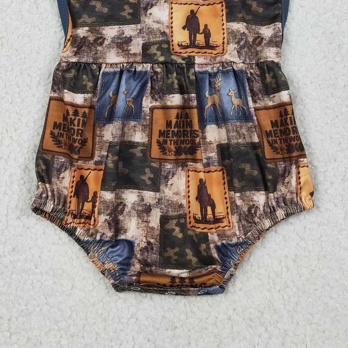 3.24 RTS NO MOQ （In stock）SR3925 Children's Fashion Romper Baby Boys Strap Colorful Deer Camo Checked Hunting Rompers