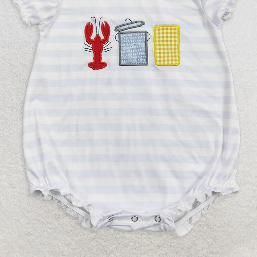 SR0743  RTS NO MOQ Baby Girls Summer Rompers Baby Girls Crawfish Boiled Spring Sibling Rompers Clothes Sets