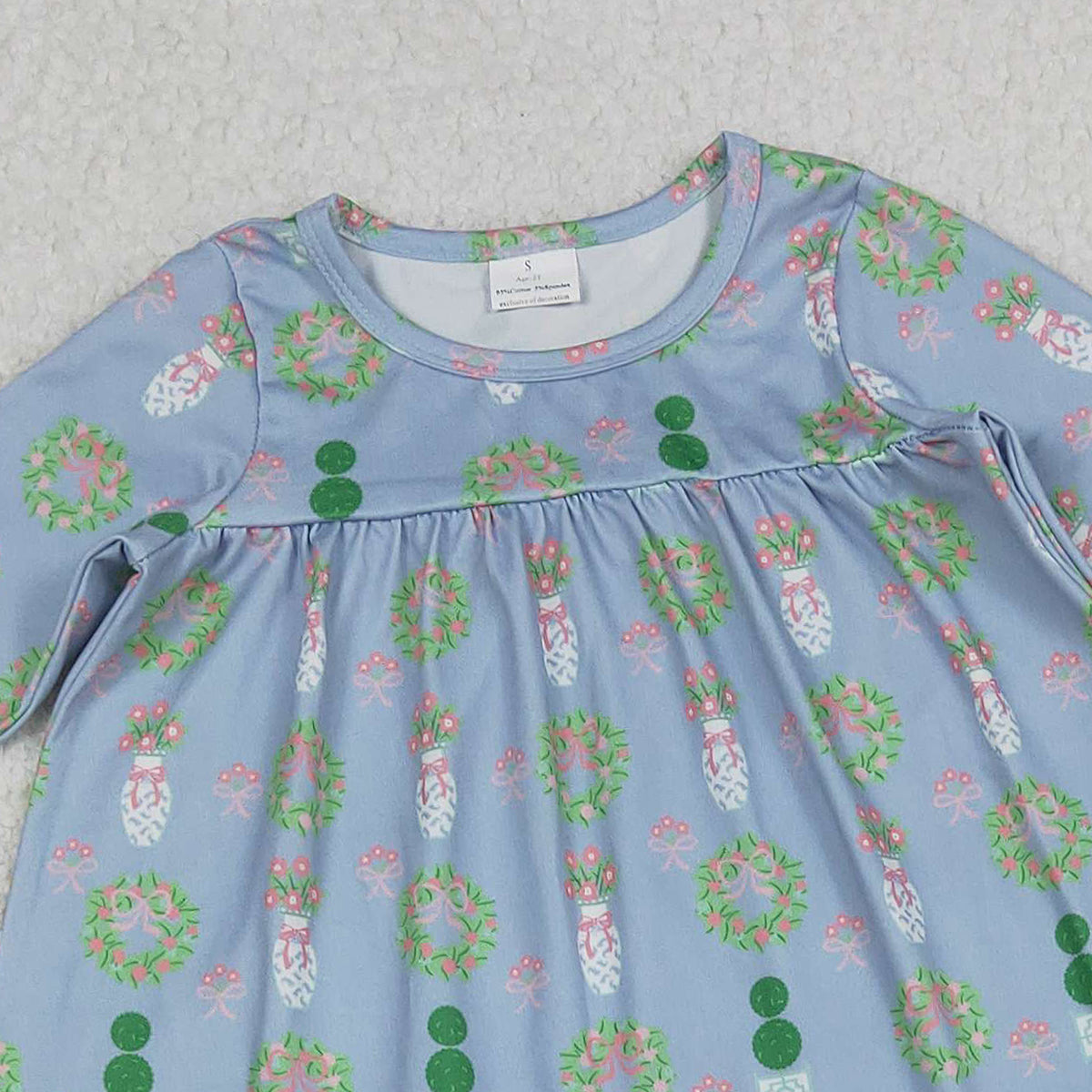 10.14 RTS NO MOQ （In stock）GLP2868 Baby Girls Bows Flowers Tunic Leggings Pant Christmas Clothes Sets