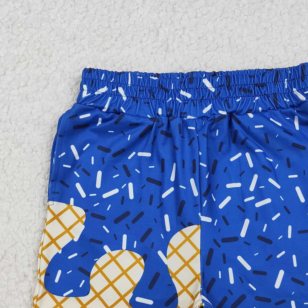 RTS NO MOQ （In stock）SS0640 Baby Boys Summer Shorts Royal Blue Drip Sprinkle Team Shorts Bottom