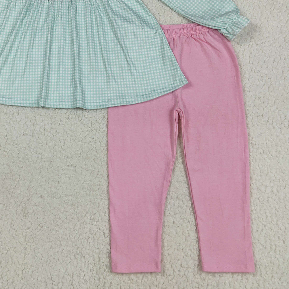 RTS NO MOQ （In stock） GLP2410 Baby Girls Winter Outfits Baby Girls Blue Christmas Nativity Jesus Tunic Pink Legging Pants Sets