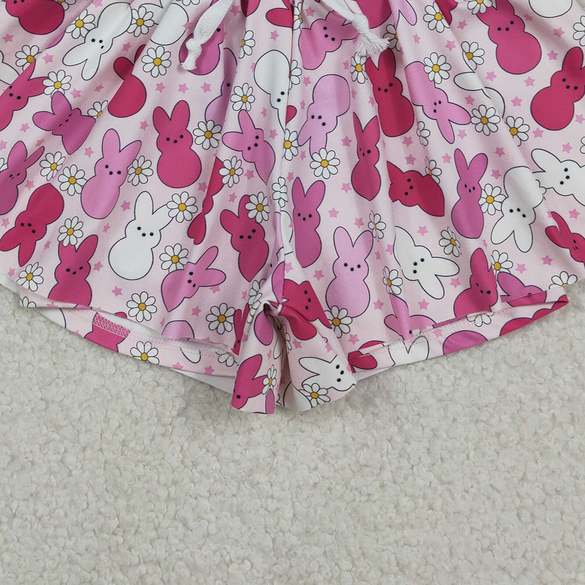 12.12 RTS NO MOQ （In stock）SS0714 Baby Girls Summer Shorts Baby Girls Pink Rabbits Flowers Easter Yoga Active Ruffle Shorts Bottom