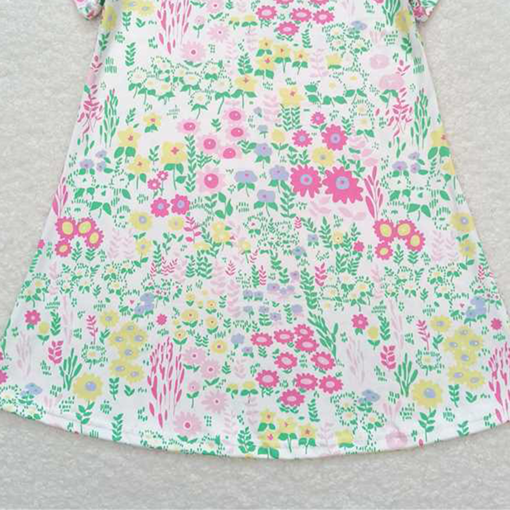 GSD0823  RTS NO MOQ Baby Girls Summer Dress Short sleeves floral baby girls summer dresses