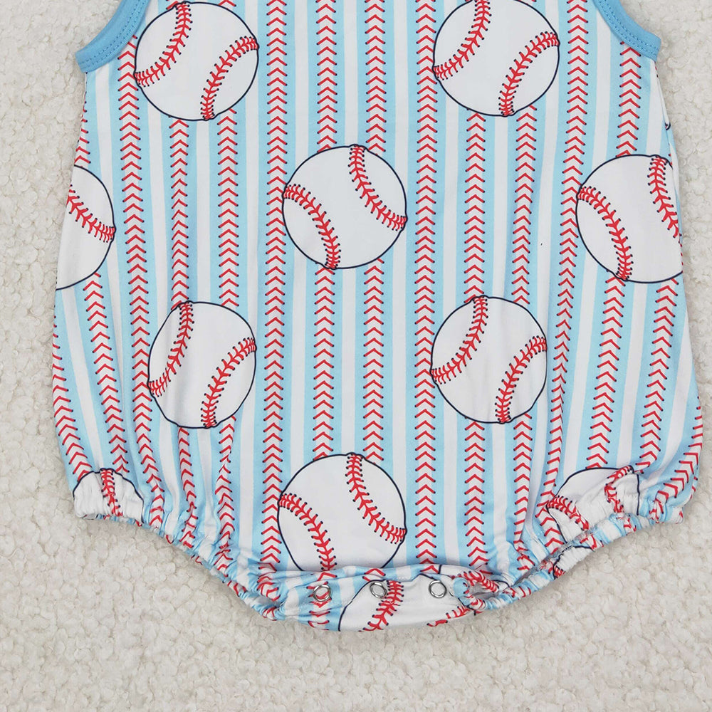 4.14 SR2743 RTS NO MOQ Baby Boys Summer Rompers  Sleeveless baseball baby boys summer romper