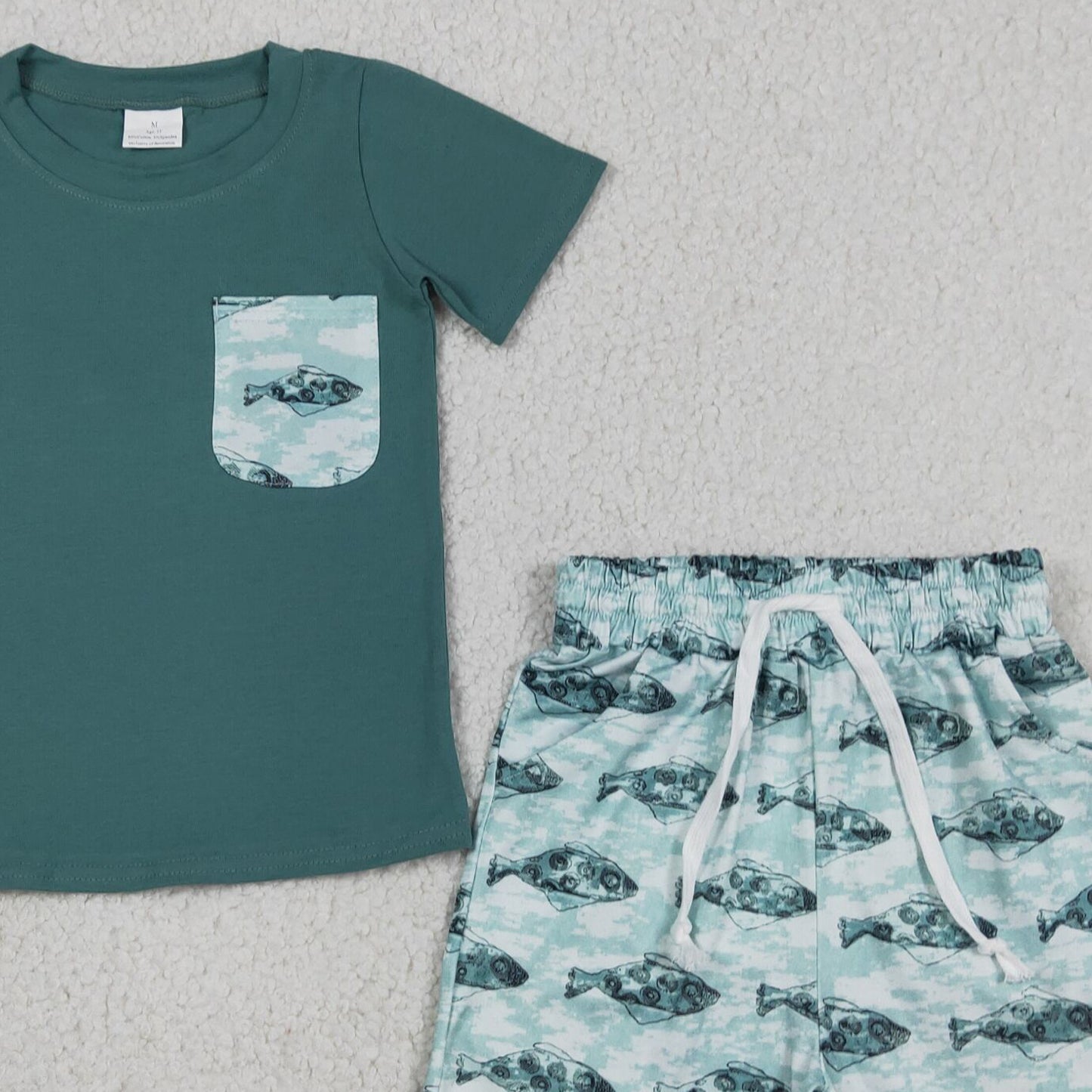 BSSO0838 RTS NO MOQ （In stock ）Short sleeves fish pocket shorts boys summer clothes