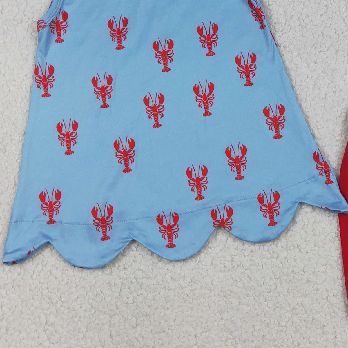 3.27 GSSO3050 RTS NO MOQ （In stock ）Baby Girls Sleeveless Crayfishes Scallop Tunic Ruffle Shorts Clothes Sets