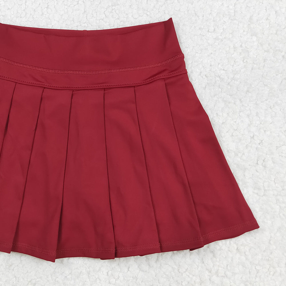 RTS NO MOQ （In stock）GLK0124 Baby Girls Summer Yoga Skirt Baby Girls Dark Red Yoga Skorts Bottom