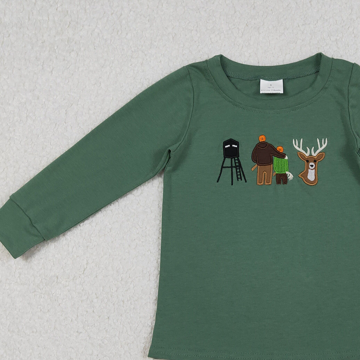 12.11 RTS NO MOQ （In stock）BT1438 Embroidery Deer Baby Boys Hunting T-shirts Top