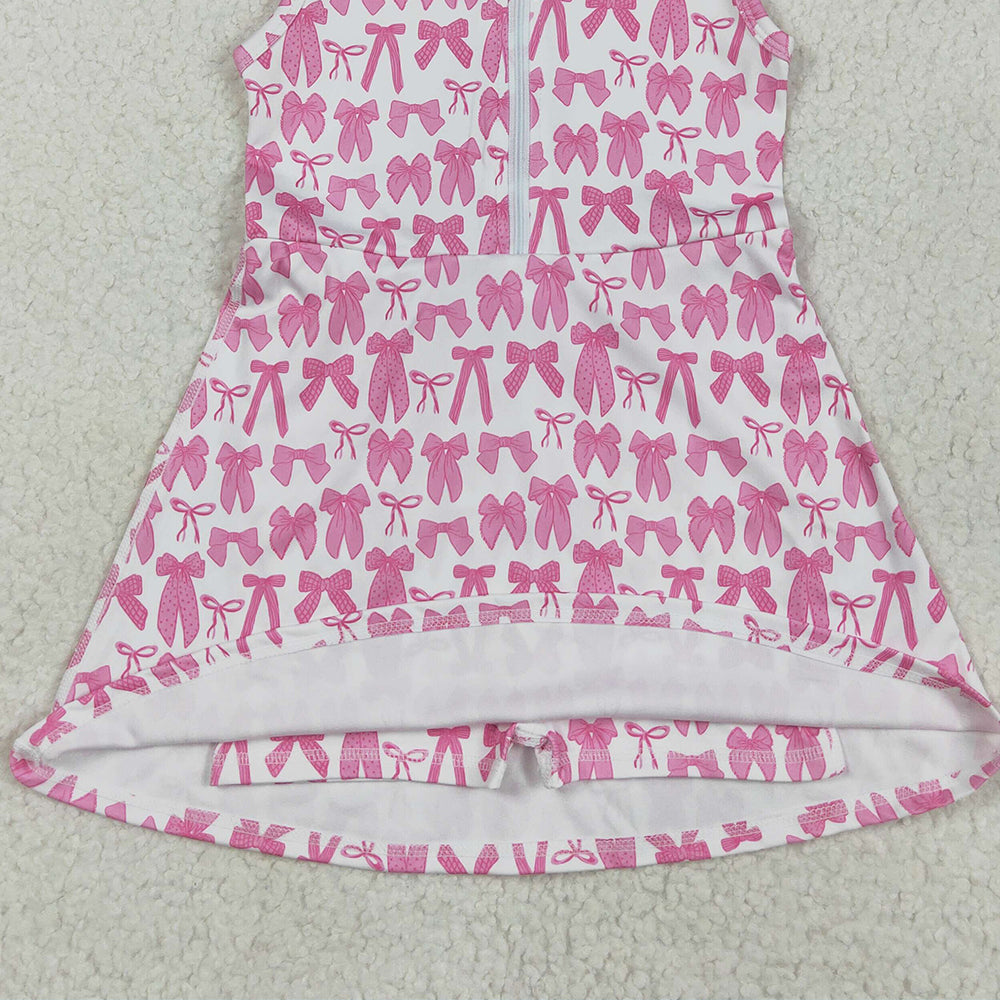 6.13  GSD2379 RTS NO MOQ Baby Girls Summer Yoga Dress  baby girl clothes yoga bow sleeveless dress