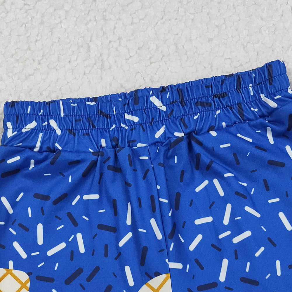 RTS NO MOQ （In stock）SS0640 Baby Boys Summer Shorts Royal Blue Drip Sprinkle Team Shorts Bottom