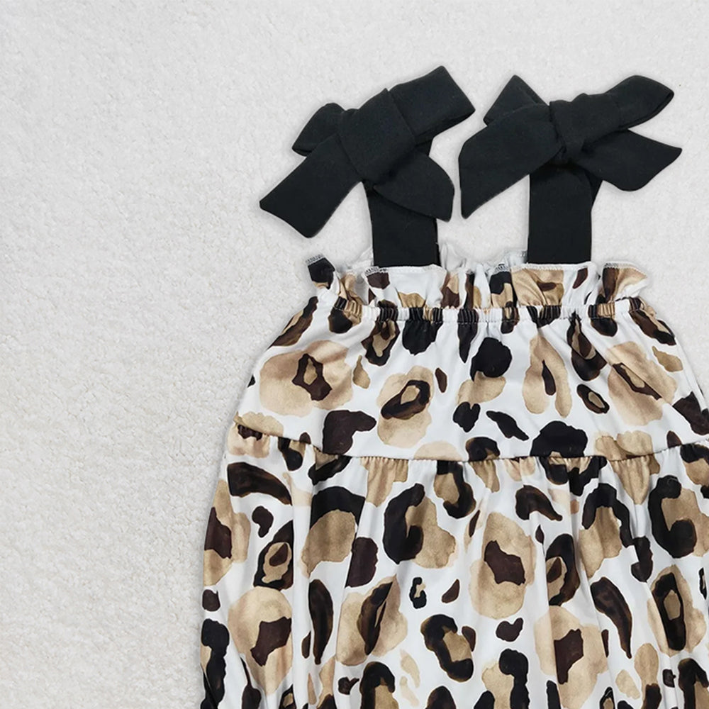 SR1198  RTS NO MOQ Baby Girls Summer Rompers Baby Infant Girls Leopard Gold Straps Rompers