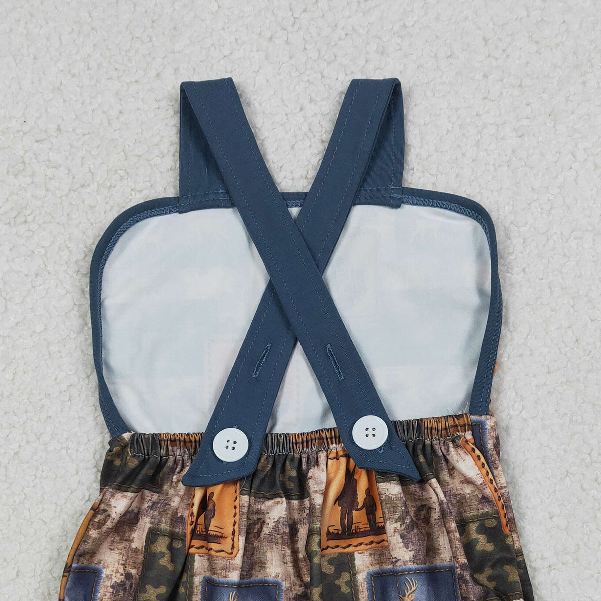 3.24 RTS NO MOQ （In stock）SR3925 Children's Fashion Romper Baby Boys Strap Colorful Deer Camo Checked Hunting Rompers