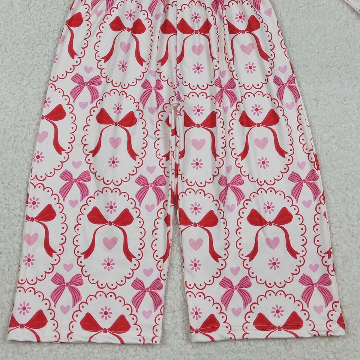 12.9 RTS NO MOQ （In stock）LR2713 Baby Girls Heart Bows Checked Pants Valentines Jumpsuits