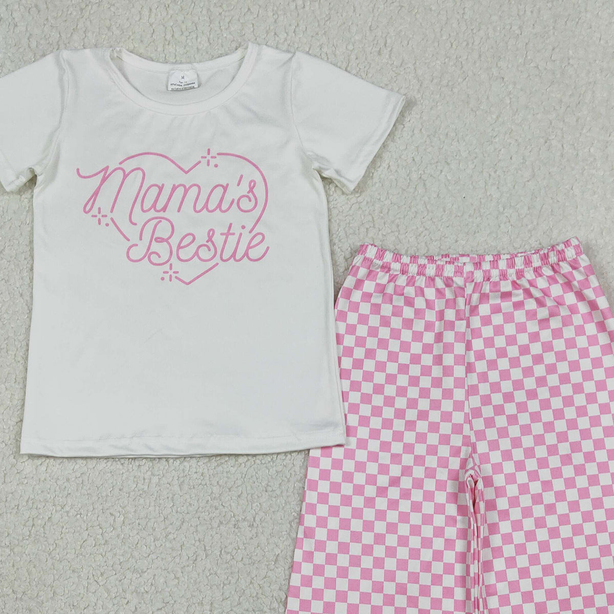 1.20 RTS NO MOQ （In stock）GT1565 Baby Girls Short Sleeve Mama's Bestie Hearts T-shirts Top